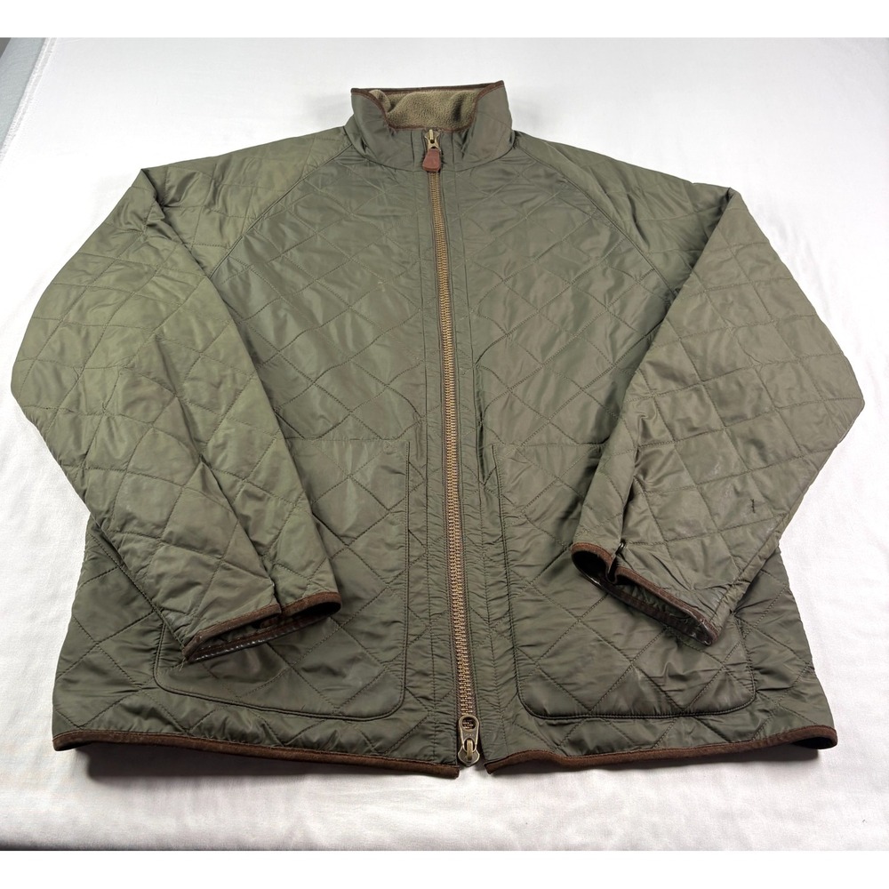 Vintage Polo Ralph Lauren Quilted Jacket Mens XL Green Full Zip Lined Y2K